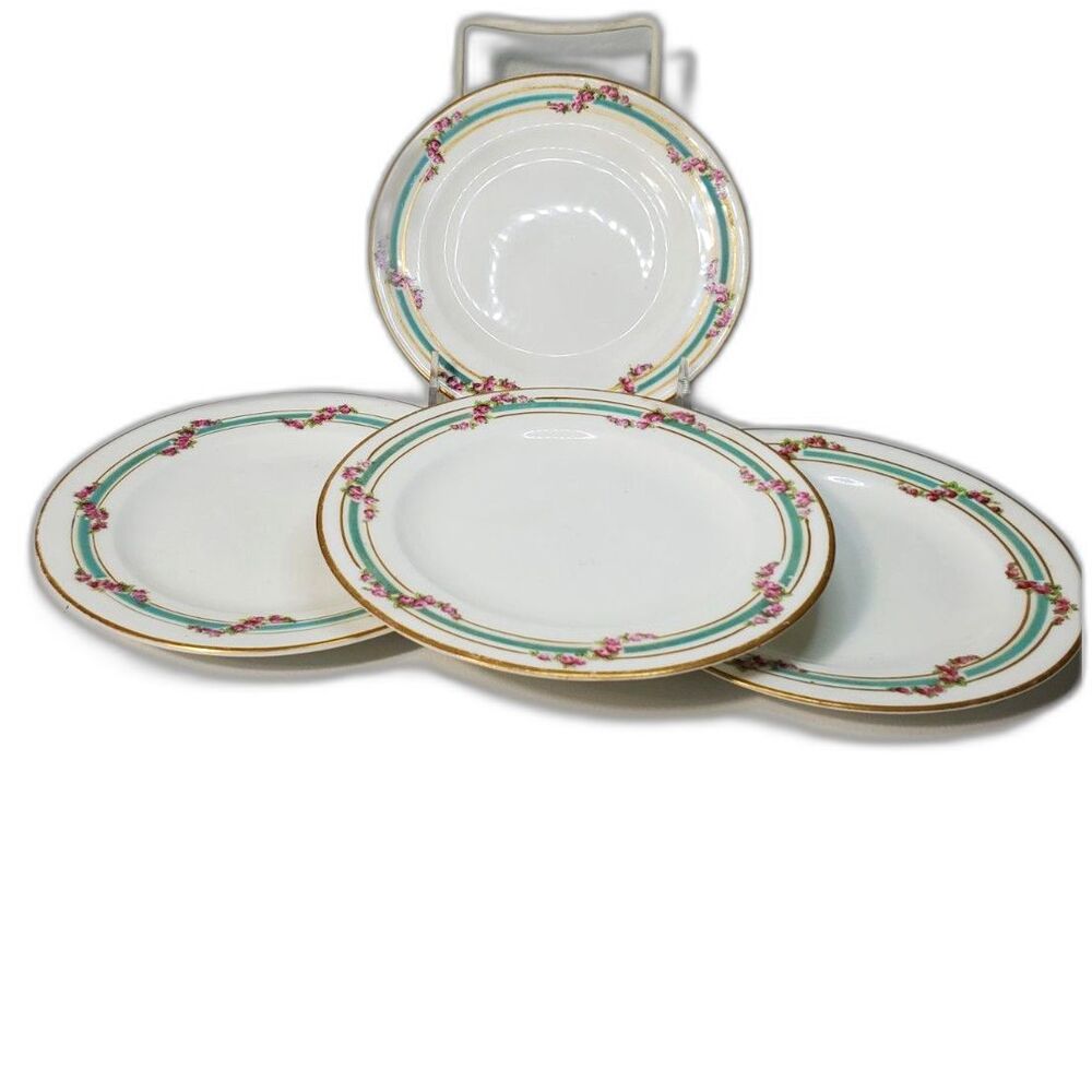 Crescent Sons Dessert plates England, each one is numbered Vintage Set of 4